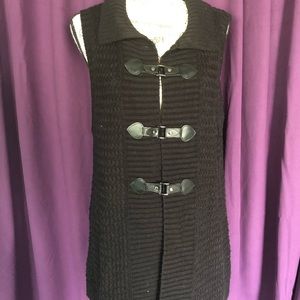 Black buckle sweater cardigan tunic